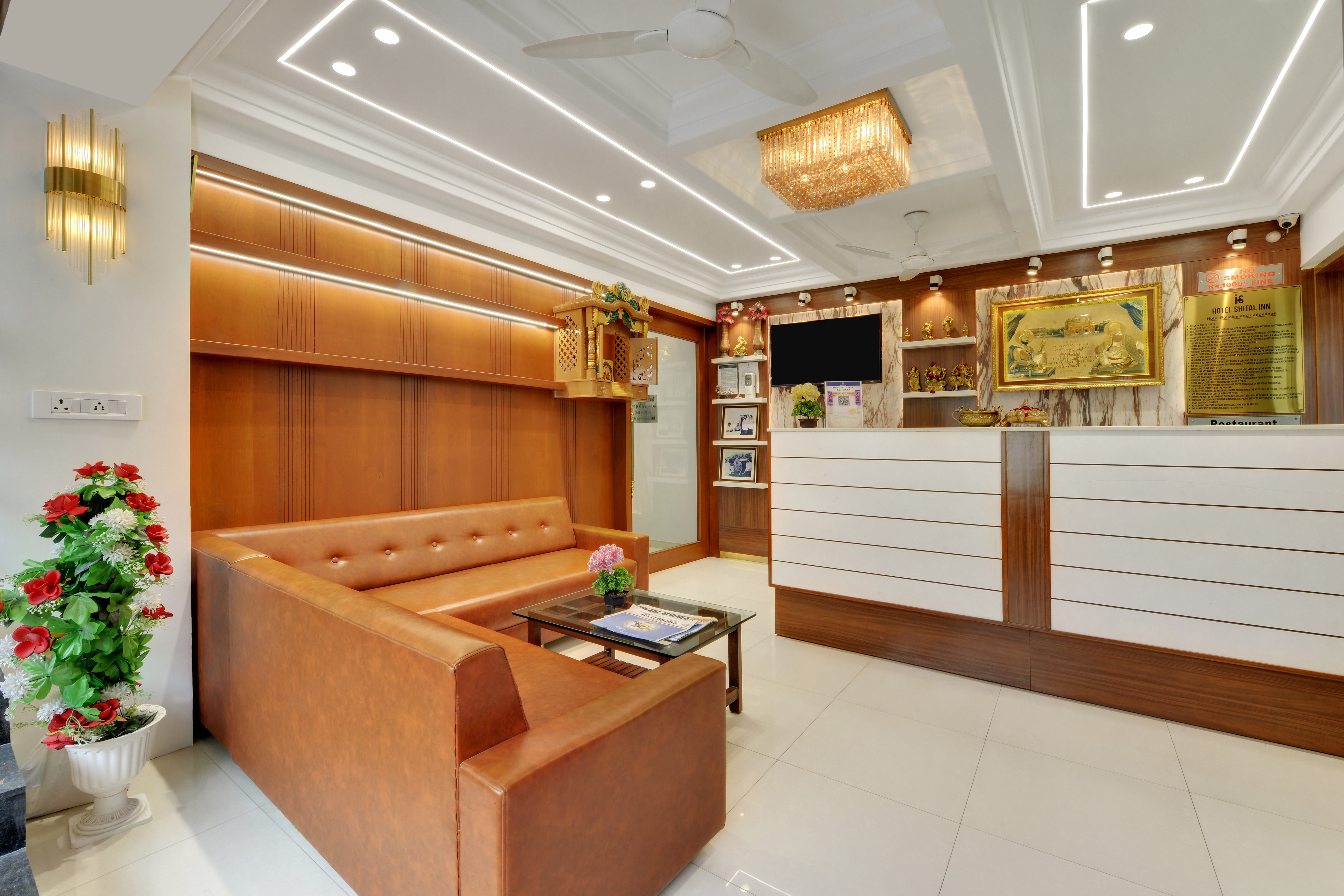 Hotel Shital Inn reception desk and guest seating area